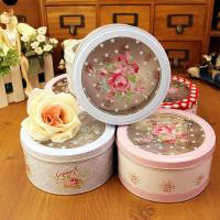 Retro Style Round Tinplate Box Cookies Candy Box Gift Box Tea Can Gift Packaging Storage Box Baby Shower Gift Storage Container Storage Boxes