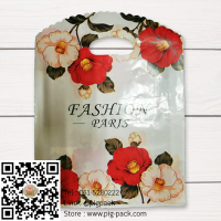 ถุงหูหิ้วสีขาวลายดอกไม้ Fashion Paris 24x32 cm. แพ็คละ100 ชิ้น รหัสสินค้า - 004770