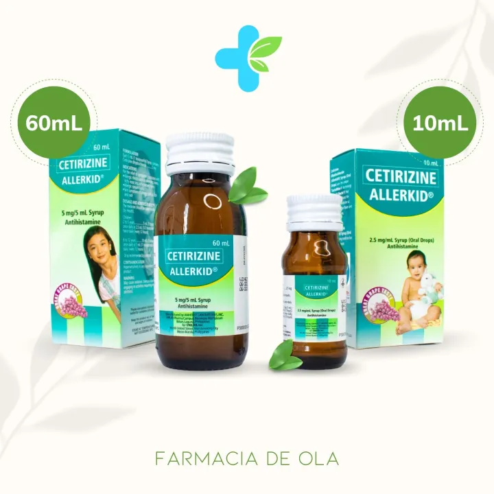 Allerkid Cetirizine Oral Drops / Syrup Allergy Relief Medicine for Babies & Kids (10mL/60mL