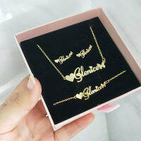 DODOAI Customized Jewelry Sets Trendy Letter Earrings Stainless Steel Name NecklaceEarringscelet Ring Nameplate Gift2023