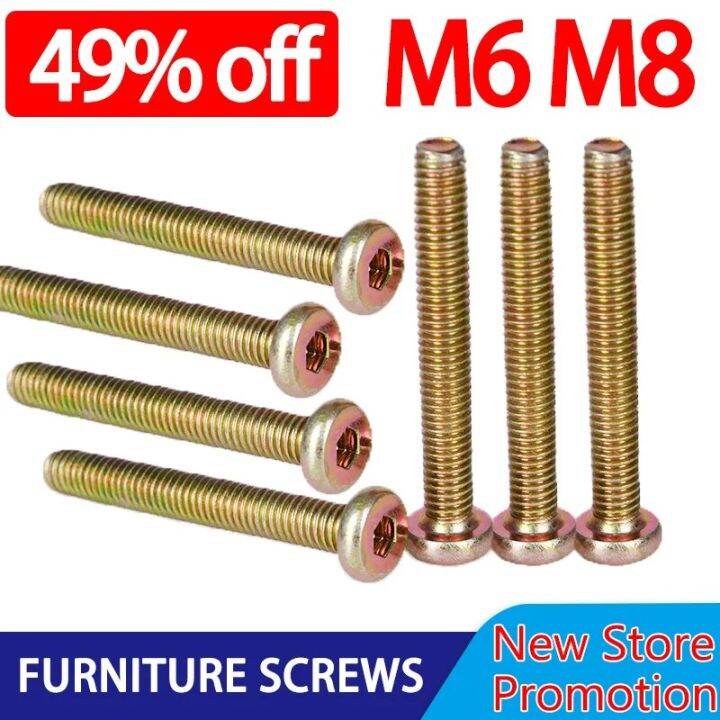 M6 M8 Furniture Screws Hex Socket Flat Head Hexagon Iron Zinc Plated
