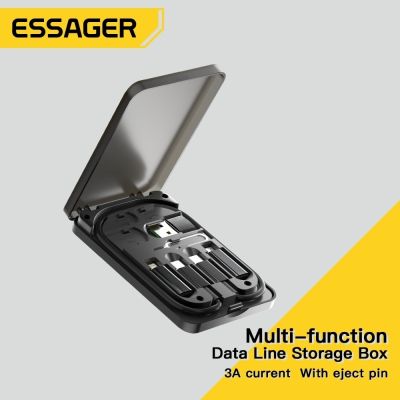 [HOT RUXMMMLHJ 566] Essager 4 In 1 USB C USB C PD 60วัตต์ชาร์จข้อมูลสายสำหรับ iPhone Xiaomi ประเภท C Micro สายกล่องจัดเก็บ
