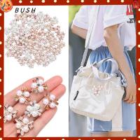 BUSH 10PCS ที่เป็นประกาย รูปดอกไม้ เครื่องประดับหมวก กระดุมมุก คลิปหนีบหมวก ปุ่ม Rhinestone กิ๊บติดผมไข่มุก