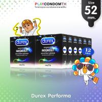 ถุงยางอนามัย 52 ดูเร็กซ์ เพอร์ฟอร์มา ถุงยาง Durex Performa ผิวเรียบ หนา 0.06 มม. มีสารชะลอหลั่ง (12 กล่อง)