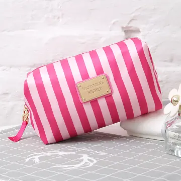 Victoria's Secret Pink Striped VS Everything Travel Case Hanging Makeup Bag  NWT