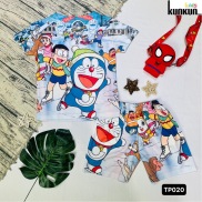 Quần áo bé trai Thun lạnh in 3D hình Doraemon Kunkun TP020