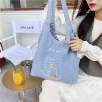 Womens Bag Soft New Shopper with Lamb Wool Cute Bear Like Fabric Shoulder Bag Canvas Handbag Tote Large Capacity Bag For Girls