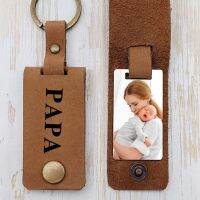 Photo Keychain Thermal Transfer Picture Card Chain Leather Cover Metal Personalized Souvenir Jewelry 2023