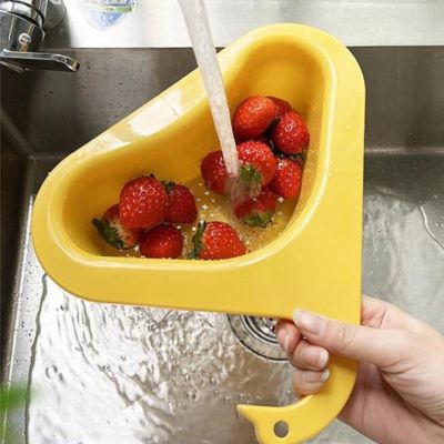 【CC】⊙  1PCS Triangular Sink Strainer Drain Fruit Vegetable Drainer Basket Cup Sponge Rack Storage Tools Filter