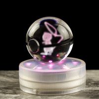 Hot Sale 3D Laser Engraving Amine Figures Fashion 50mm Crystal ball Sphere LED Base Christmas Gfits for Kids