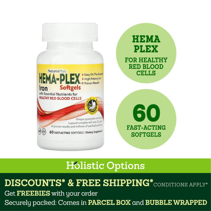 [Authentic] Nature's Plus, Hema-Plex, Iron High Potency, 60 Fast-Acting ...