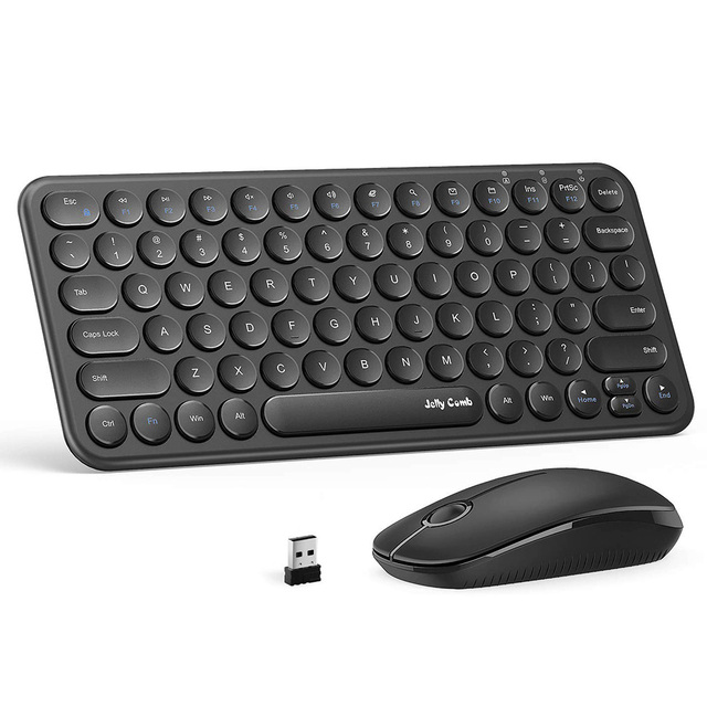 Jelly Comb 2.4G Wireless Keyboard and Mouse With Round Key Cap Keyboard