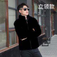 Twitflick ทั้ง Mink Fur Coat ผู้ชาย Mink กำมะหยี่ฤดูหนาว2021ใหม่ Hooded หนาหลวม Haining เลียนแบบขนสัตว์