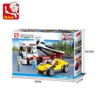 ProudNada Toys ของเล่นเด็ก ตัวต่อเลโก้ เลโก้ รถก่อสร้าง รถยก รถสไลด์ Sluban 338 PCS M38-B0879