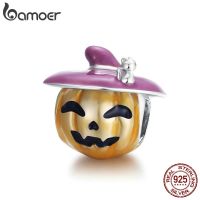 g2ydl2o bamoer 925 Sterling Silver Halloween Pumpkin Charm for Original Silver Plated platinum Bracelet Fine Jewelry DIY Bangle BSC329