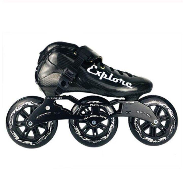 2 125Mm 3 Wheels Marathon Inline Speed Skating Patines Big 3X125mm