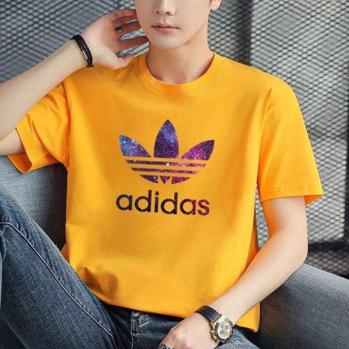 adidase-เสื้อยืดผ้าฝ้ายแขนสั้นสำหรับผู้ชายและผู้หญิง-เสื้อตัวในแบบหลวมเสื้อกีฬาสไตล์ลำลอง11สีลดราคา-s-5xl