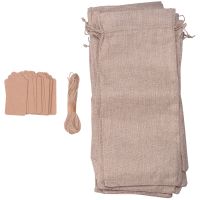 12 Pieces Burlap Wine Bags Jute Wine Bottle Bags with Drawstrings Reusable Wine Gift Bags with Tags for Party Blind Tasting Birthday Wedding Travel Housewarming