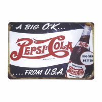 ป้ายสังกะสีวินเทจ A Big O.K. Pepsi Cola, ขนาด 20x30 ซม