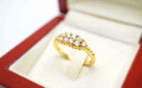 แหวนทองเพชรสวิสเซอร์แลนด์น้ำ100 หนามเตยร่วม พร้อมใบรับรองสินค้า เคลือบทองคำแท้100%