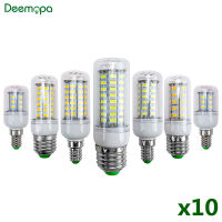 10pcslot Bright 220V E27 LED Lamp E14 LED Lights Corn Led Bulb 24 36 48 56 69 72LEDs Chandelier Candle Lighting Home Decoration