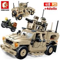 SEMBO บล็อกถัง418ชิ้นเมือง WW2 All Terrain รถรุ่นอาคารบล็อกทหารอาวุธยานพาหนะตัวเลขอิฐของเล่นสำหรับของขวัญเด็ก