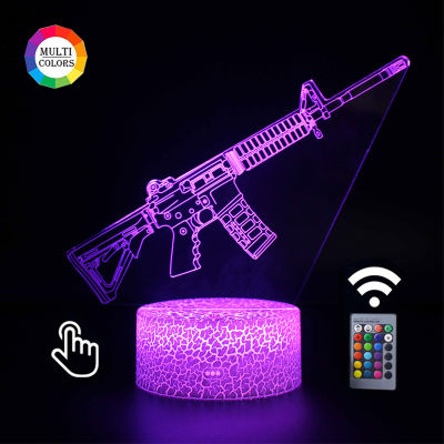 20213D Lamp AK47 illusion Night Lights M4A1 Game Props Table Lamps Touch Switch Bedroom Atmosphere Child Kids Birthday Xmas Gifts