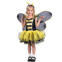 Eraspooky Yellow Bumble Bee Dress Wings Halloween Costume For Kids Girls Love Live Cosplay Christmas Party Fancy Dress