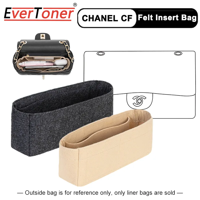 EverToner Felt Insert Organizer Bag Fits for CF Classic Flap S Handbag  Shaper Women's Cosmetics Bag Handbag Travel Inner Purse