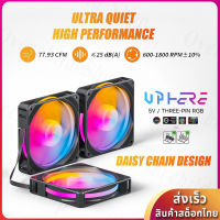 ชุดพัดระบายความร้อนคอมพิวเตอร์  3ชิ้น, รองรับ ARGB 5v-3pin [upHere U2C-3 ARGB 120mm Fans Quiet Computer Case]