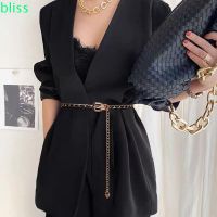 BLISS New Women Punk Belts Party Waistband Waist Strap Chain Flower Dress Elegant Tassel Coat PU Leather