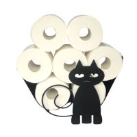 Cute Cat Design Toilet Paper Roll Holder Baking Varnish Metal Bathroom Tissue Storage Rack Bring Fun For Bathroom Bathroom Counter Storage