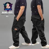 กางเกงคาร์โก้ รุ่น HANGOUT ขายาว (สีดำ) ทรงกระบอกเล็ก เอว 26-48 นิ้ว (SS-5XL) กางเกงช่าง กางเกงผู้ชาย กระเป๋าข้าง