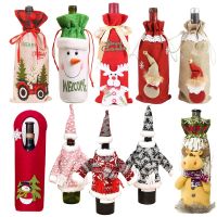Christmas Gift Bag Holder Santa Claus Snowman Wine Bottle Cover Noel Christmas Decor for Home 2023 New Year 39;s Decor Dinner Table