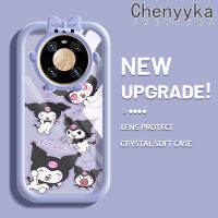 เคส Chenyyka สำหรับ Huawei Mate 40 Pro เคสการ์ตูนน่ารัก Kuromi ซิลิโคนโปร่งแสงกันกระแทกเคสมือถือสร้างสรรค์เลนส์กล้องถ่ายรูปมอนสเตอร์น้อยฝาครอบป้องกันเคสนิ่มแบบใสสีสันใหม่