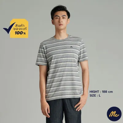 Mc Jeans เสื้อยืดแขนสั้นผู้ชาย คอกลม สีเทา ผ้านุ่ม ระบายอากาศได้ดี MTSZ809