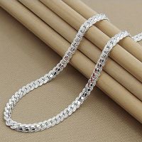 925 Sterling Silver 6mm Side Chain 8/18/20/22/24 Inch Necklace For Woman Men Fashion Wedding Engagement Jewelry Gift Fashion Chain Necklaces