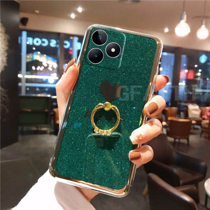 เคสใส่โทรศัพท์-realme-c51-c53-nfc-2023อย่างแข็งสุดหรูใหม่เคสที่มีห่วงสำหรับถือชุบแวววาวฝาครอบการถูกรัก-realmec53เคสมือถือ