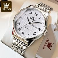 ♈ OLEVS 5562 Men‘s Watches Classic Simple Quartz Watch for Man Stainless Steel Waterproof Roman Scale Wristwatch Date Week