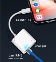 อะเเดปเอตร์ Lightning To  RJ45 พอร์ทแลน สำหรับ iPhone iPad พร้อมช่องชาร์ท