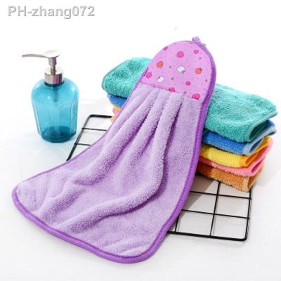 New Coral Fleece Kitchen Housework Cleaning Hangable Absorbent Hand Towel Household Dish Cloth Kitchen Towel Cleaning Cloth