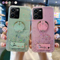 KONSMART สำหรับ VIVO Y35 Y16 Y22 Y22s ใหม่ล่าสุด2022การ์ตูนน่ารัก Doraemon Bling Glitter Star Space เคสโทรศัพท์สำหรับ VIVO Y35 2022 Soft TPU เคสใส่โทรศัพท์