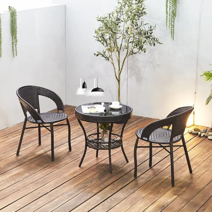 Balcony table and chair leisure courtyard rattan chair threepiece set indoor coffee table and