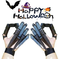 2021Halloween Articulated Long Fingers Glove with Flexible Joint, 3D Printed, Halloween Party Dress Cosplay Costume Props Decoration