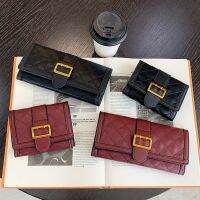 Retro Foldable Short Wallet Womens Long Clip Diamond-Shaped Clutch Korean Version Multi-Card Card Holder Simple All-Match Hig 【AUG】