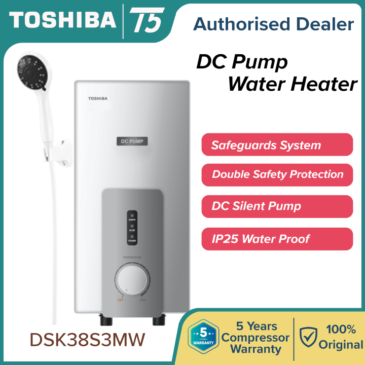 Toshiba DC Inverter Pump Water Heater DSK38S3MW Mandi Shower Pemanas Air  热水器 | Lazada