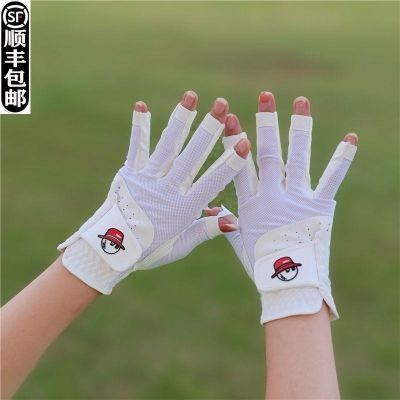 2023✉ Ms Korea Malbon fisherman hat golf gloves fingerless breathable wear white or pink hands