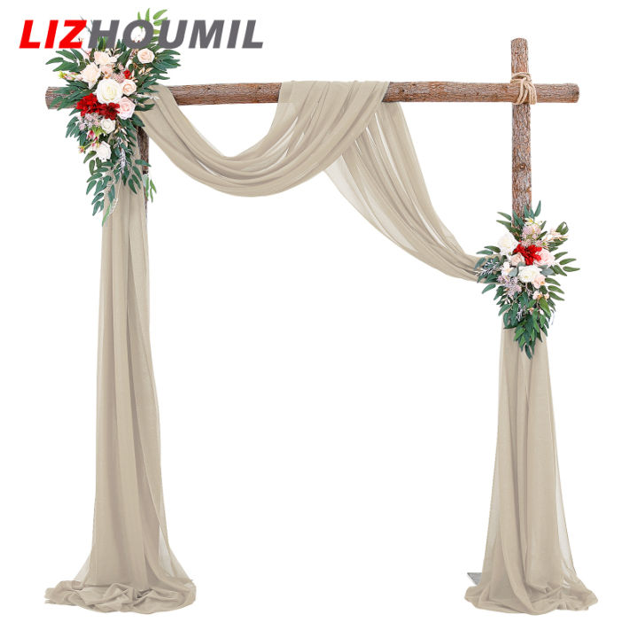 lizhoumil-ม่านโปร่งสำหรับกลางแจ้งใยผ้าผ้าม่านแขวนซุ้มแต่งงานถ่ายภาพผ้าม่านบังแสงสำหรับของตกแต่งงานแต่งงาน-2ft-x-18ft