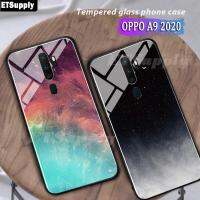 สำหรับ OPPO A9 2020 ปก S tarry Galaxy ดวงจันทร์ออกแบบป้องกันกลับกระจกคู่ปก OPPO A9 2020 ปลอกที่อยู่อาศัย