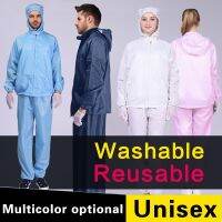 CODyx648 Cleanroom Suit 2 in 1 Jacket and Pants Ppe Protective Suit Washable Overall Men Working Anti Static ESD Baju Kerja Bengkel Coverall Lab suit Working Workshop Clothes technician Work Wear labour Worker Chemical Clothing Navy Blue Uniform Reusable